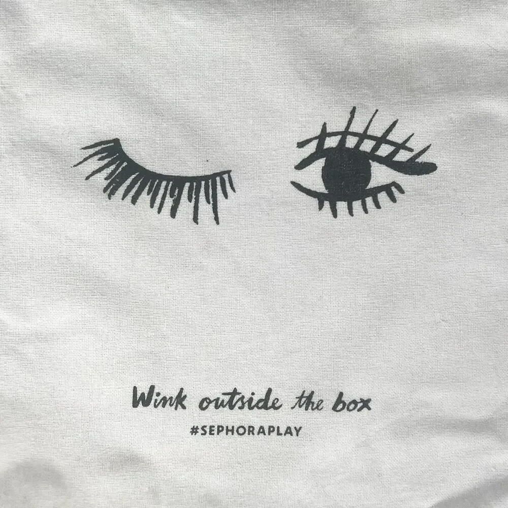 Sephora Wink Outside the Box Drawstring Cloth MakeUp Delicates Travel Bag Newbl